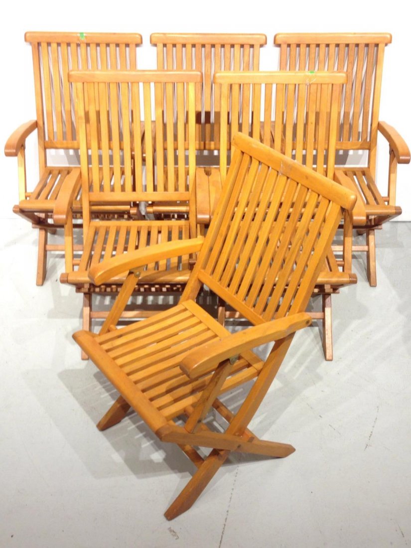 Set (6) Hildreth's "Schooner" folding armchairs: Set (6) Hildreth's "Schooner" folding armchairs, 20th c., East Hampton, NY, 39"h x 22"w x 25"d