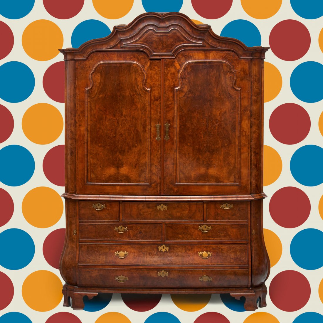 Dutch Rococo burl walnut secretary cabinet (1 of 10)