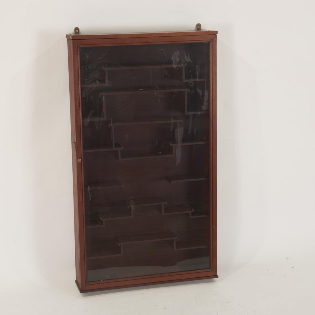 Chinese hardwood snuff bottle wall curio cabinet (1 of 5)
