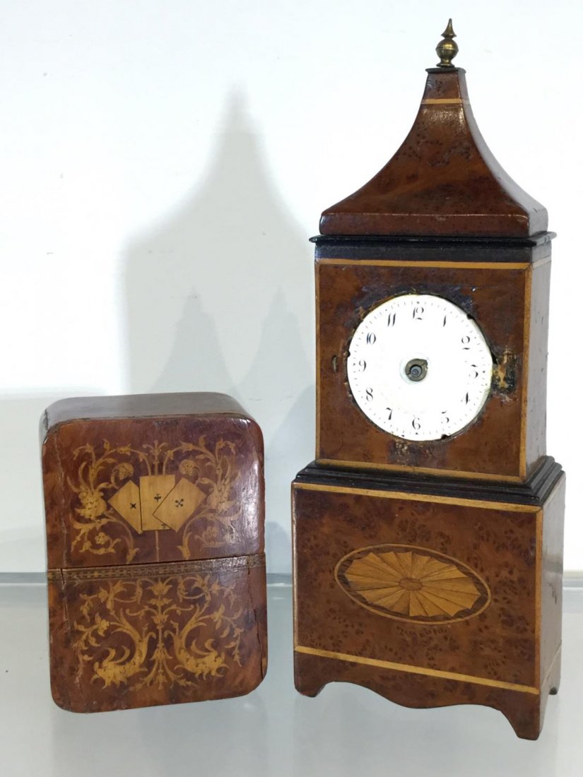 (2) George III inlaid burl wood desk accessories (1 of 9)