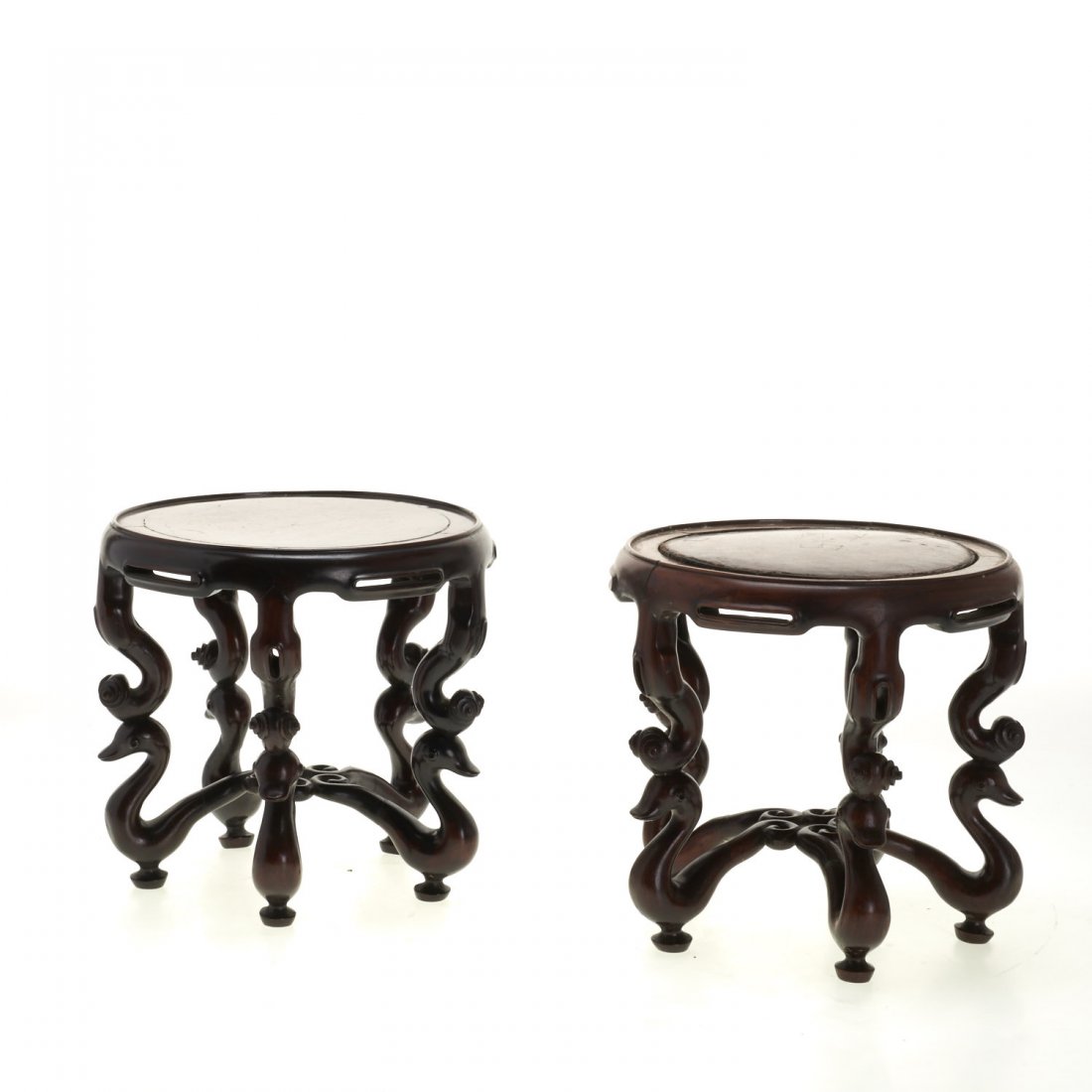 Pair large Chinese carved hardwood stands (1 of 7)