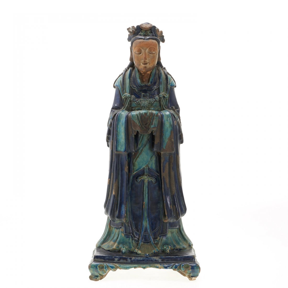 Antique Chinese Fahua glazed earthenware Guanyin (1 of 9)
