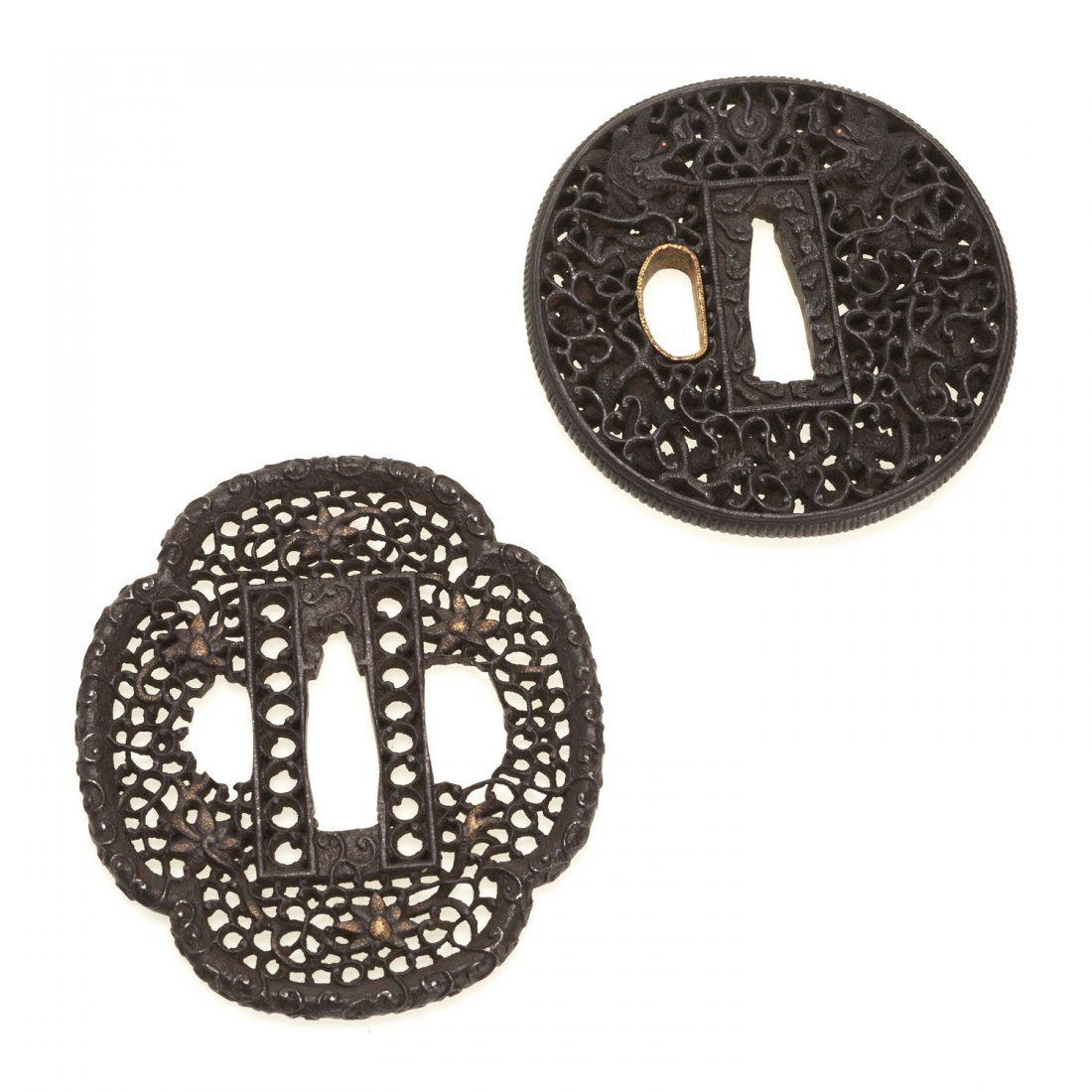 (2) Antique Japanese iron Namban tsuba (1 of 7)