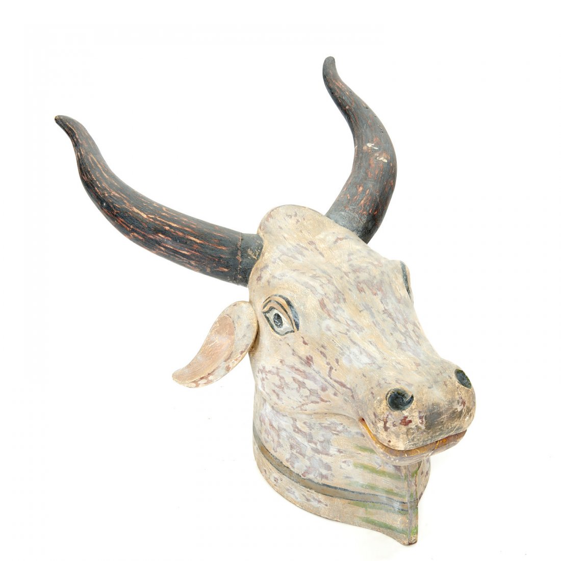 Life size Indian polychrome painted bull's head (1 of 6)