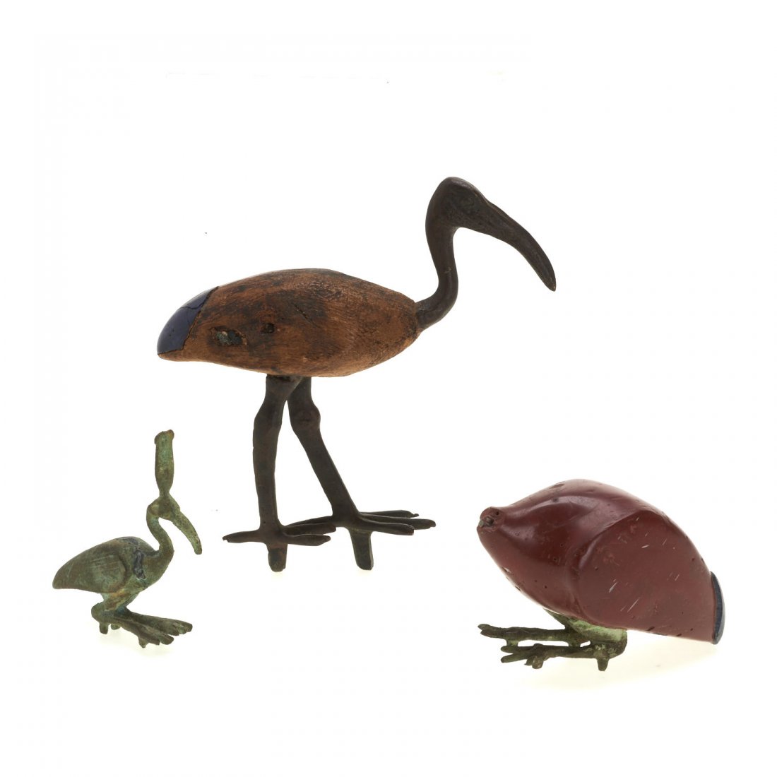 (3) Ancient Egyptian style wood and bronze ibis (1 of 5)