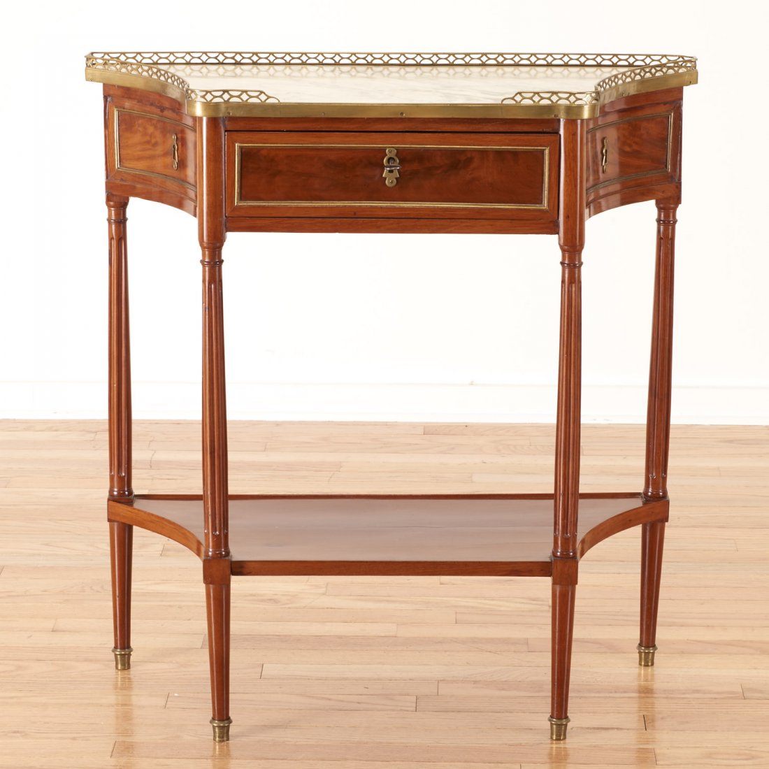 Louis XVI style brass mounted mahogany side table (1 of 9)