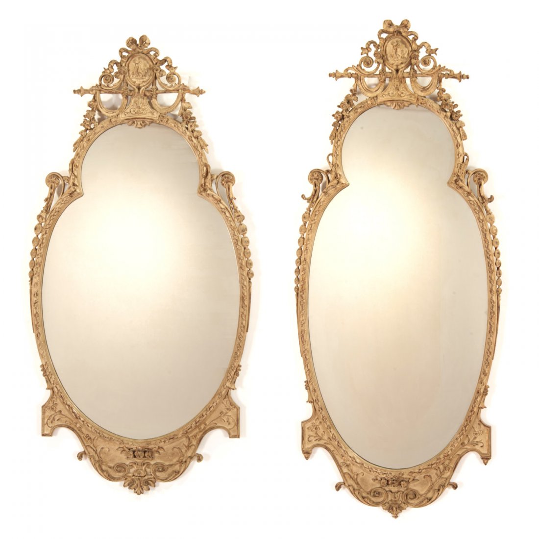 Pair George III style cream painted wall mirrors (1 of 9)
