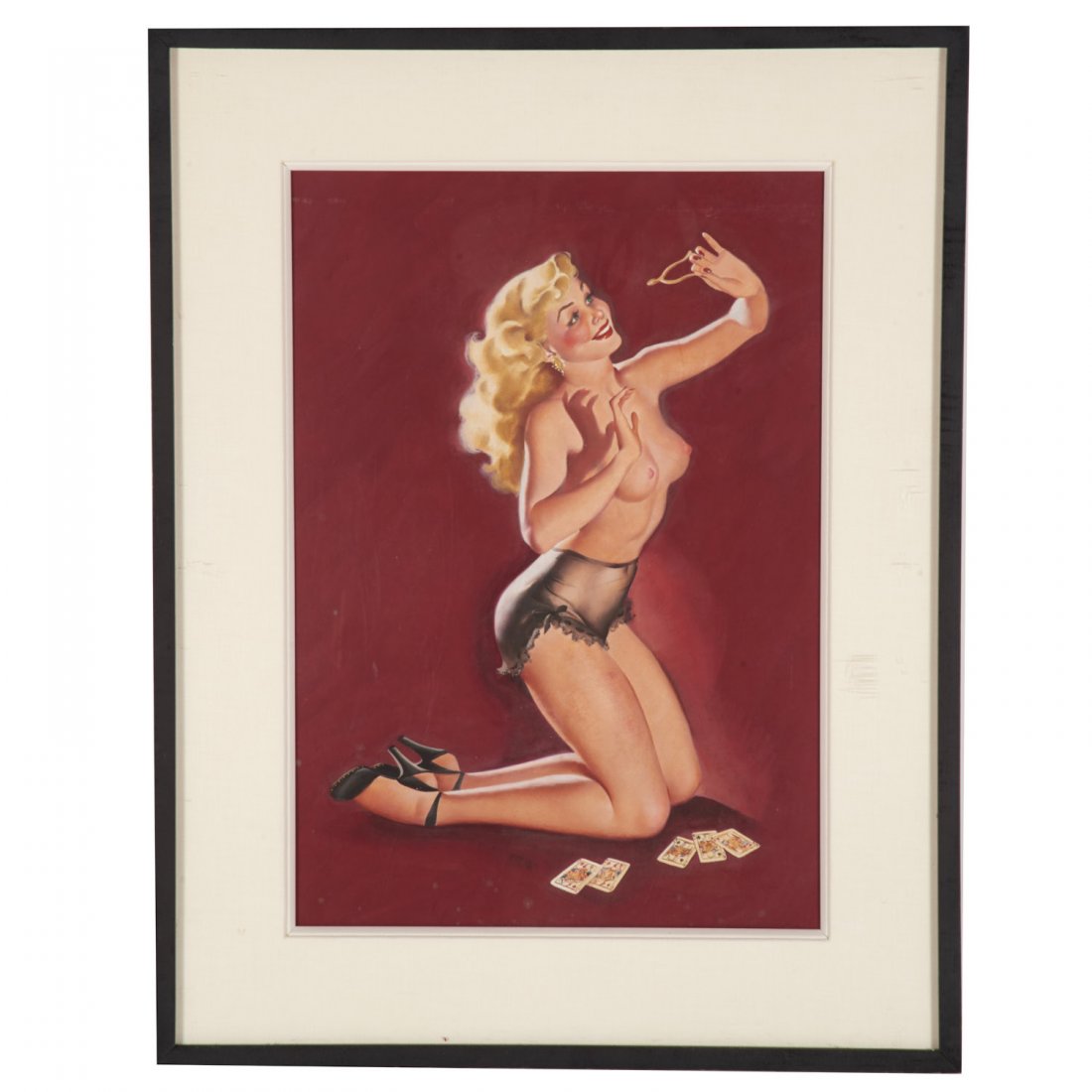 Manner of Gil Elvgren, pin-up painting (1 of 6)