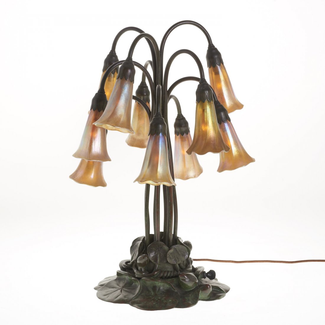 Tiffany Studios style ten-light "lily" lamp (1 of 10)