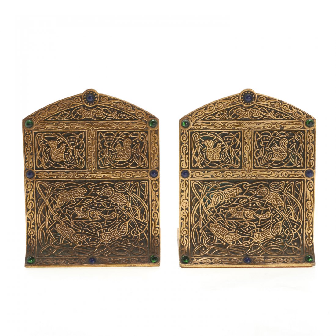 Pair Tiffany Studios "9th Century" bronze bookends (1 of 10)