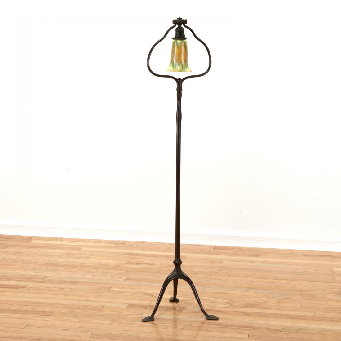 Tiffany style bronze harp and favrile floor lamp (1 of 7)