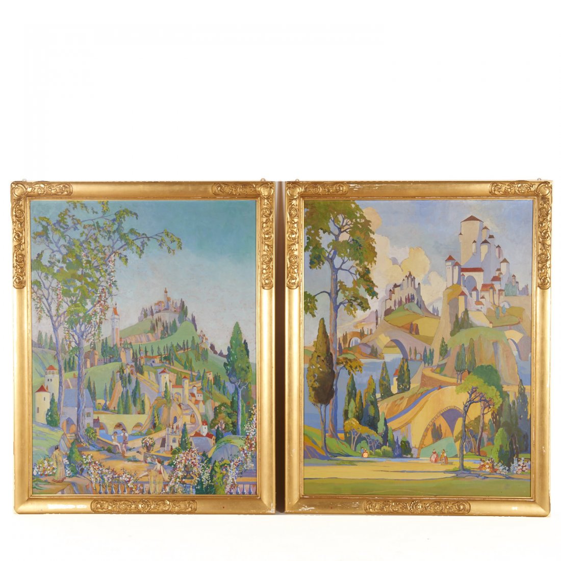 Pair paintings commissioned for Art Deco theatre (1 of 10)