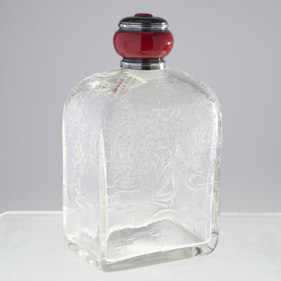 French Art Deco silver, glass perfume bottle (1 of 8)