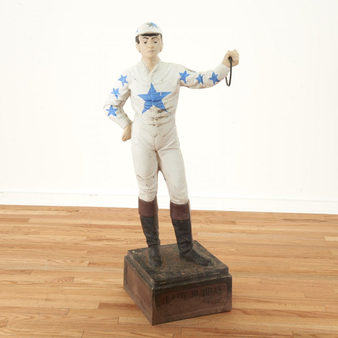 Antique cast metal "horse racing" lawn jockey (1 of 8)
