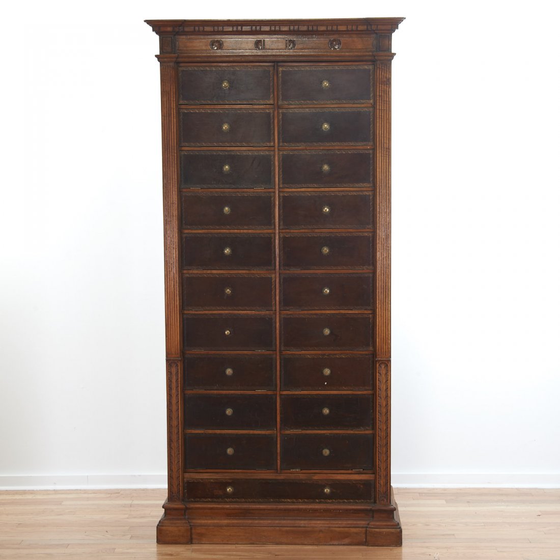 Empire style leather and walnut cartonnier (1 of 9)