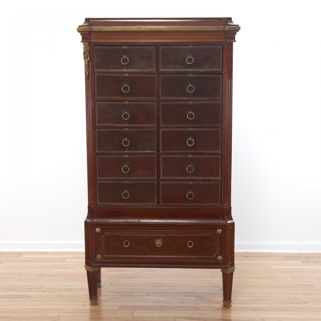 Louis XVI brass mounted mahogany cartonnier (1 of 6)