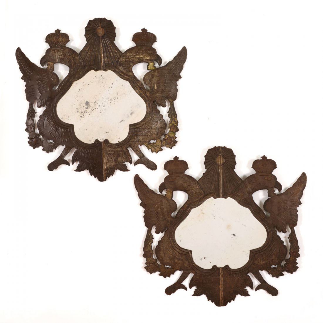 Pr Spanish Colonial style gilt metal wall mirrors (1 of 9)