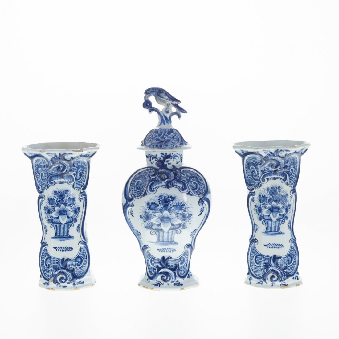 Delft (3) piece garniture signed Johannes Van Duyn (1 of 9)