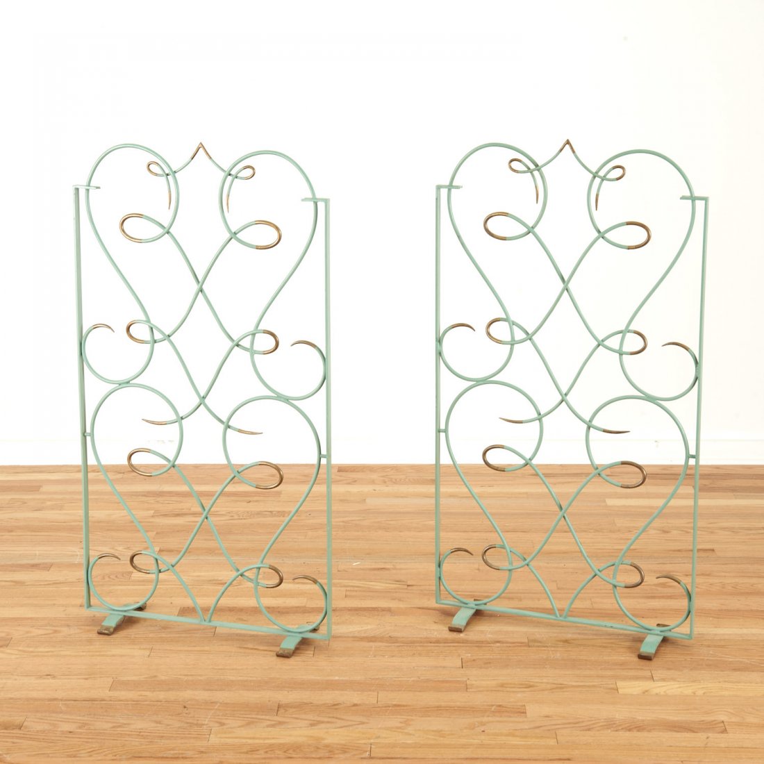 French Art Deco enameled wrought iron fire screen (1 of 5)