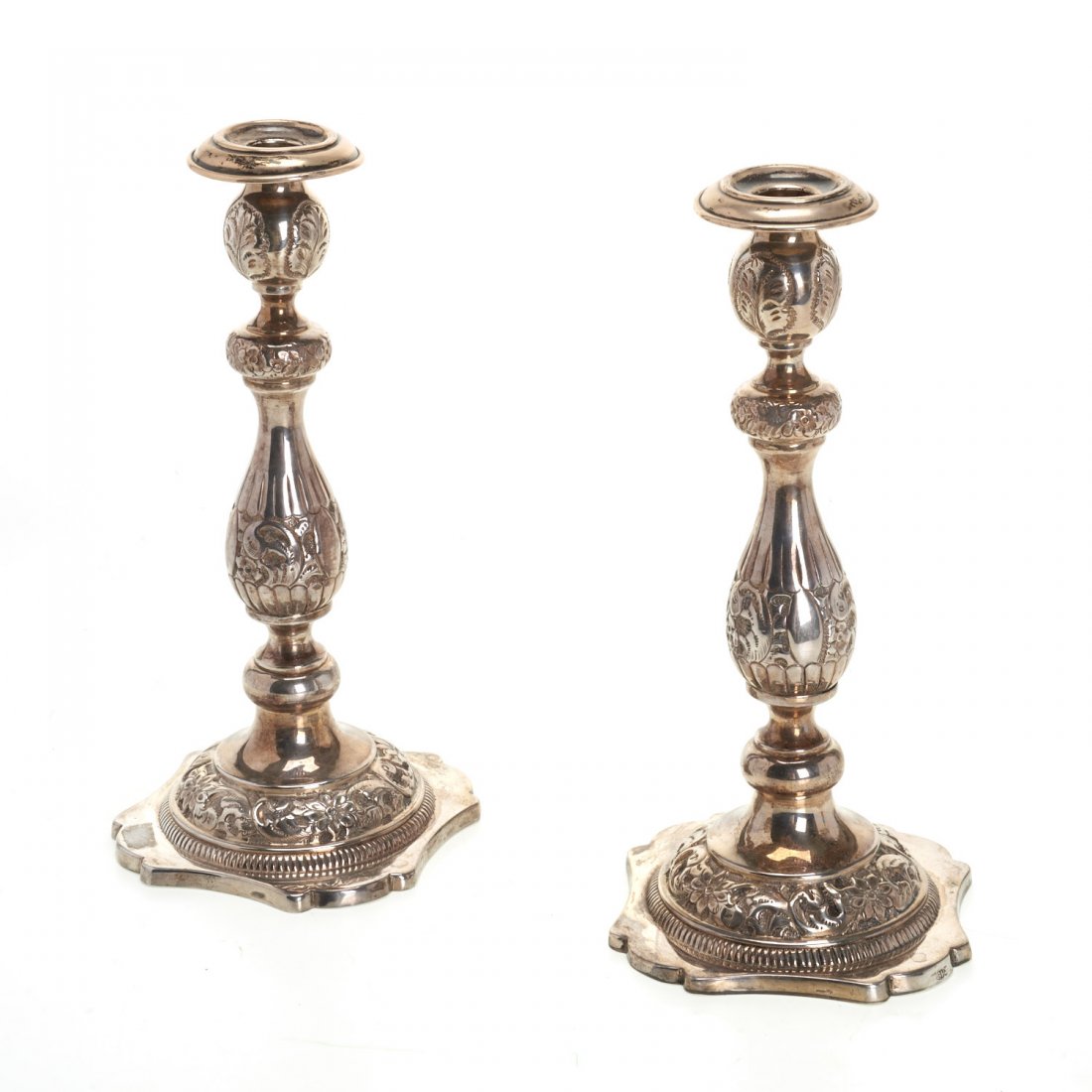 Nice pair Russian silver candlesticks (1 of 6)