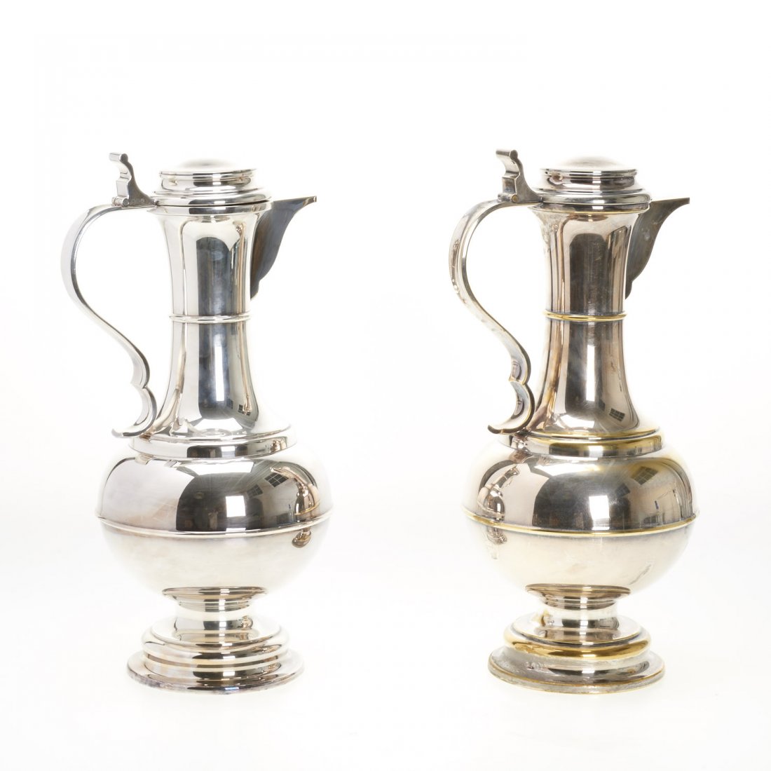 Pair monumental Sheffield silver plated ewers (1 of 8)