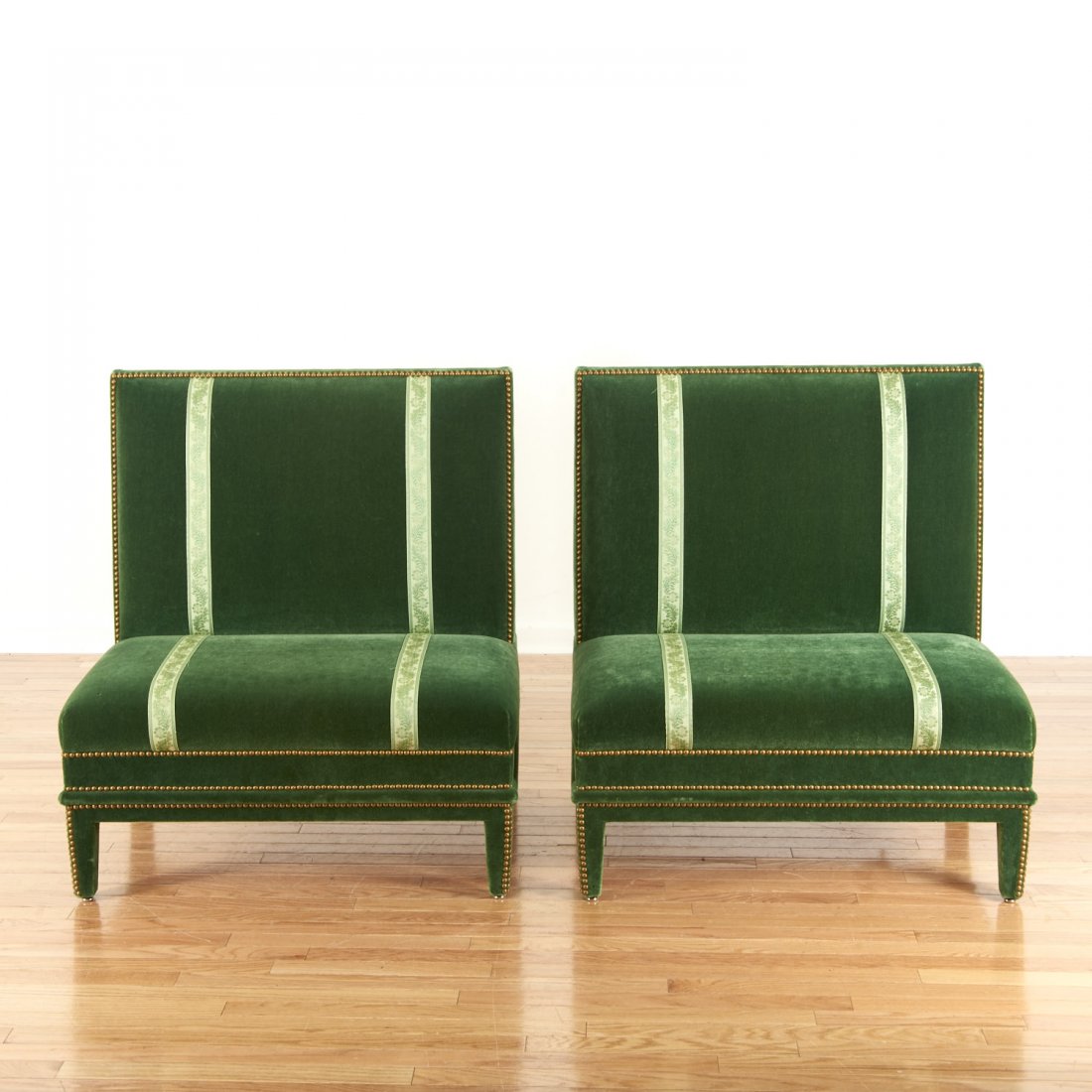 Pair Renzo Mongiardino style closed-nail velvet sofas (1 of 6)