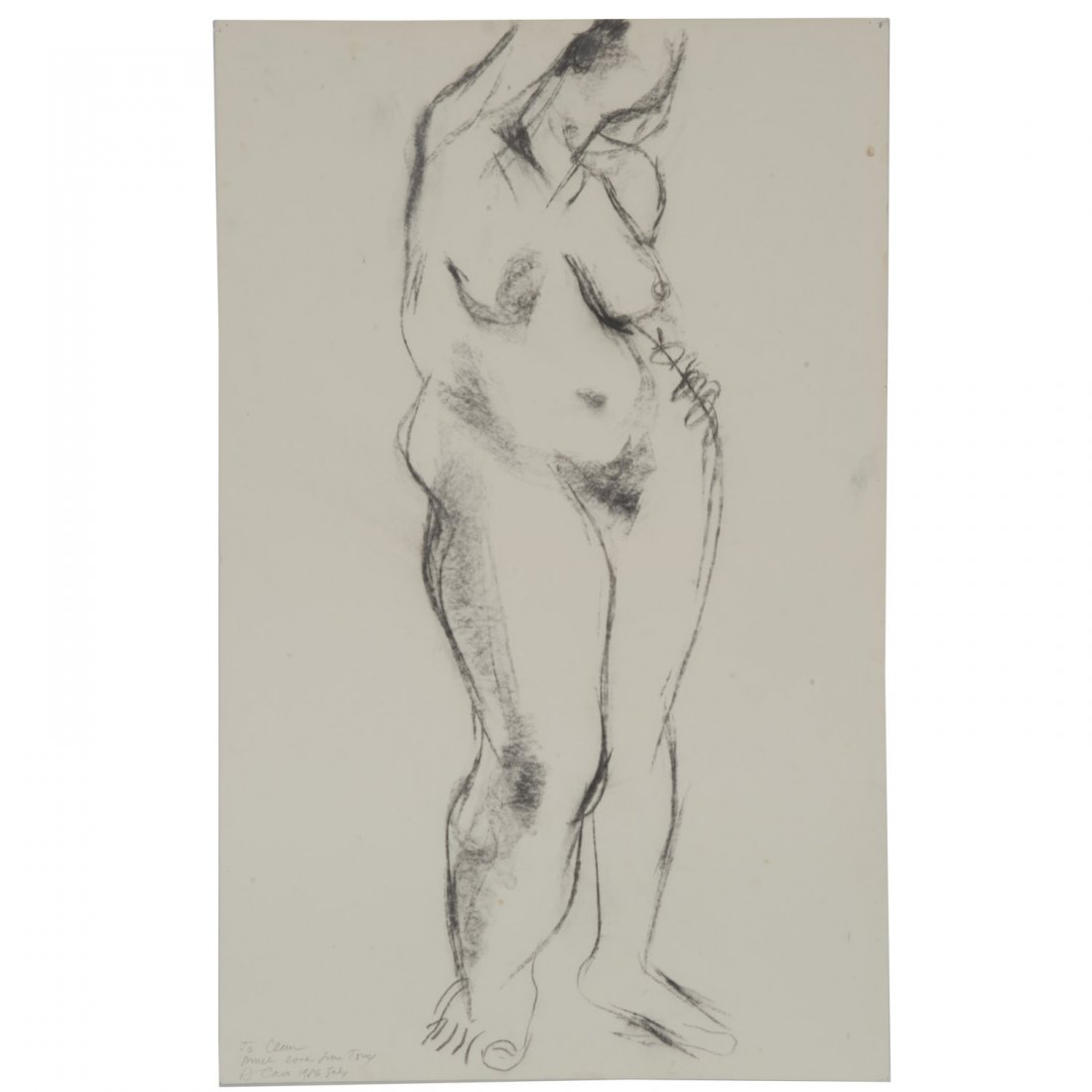 Anthony Caro, drawing: Anthony Caro, drawing, Anthony Caro (British, 1924-2013), Nude, 1986, charcoal on paper, signed and dated "D. Caro 1986", inscribed "To Clem, much love, from Tony", lower left, 38"l x 24"w (sheet), un