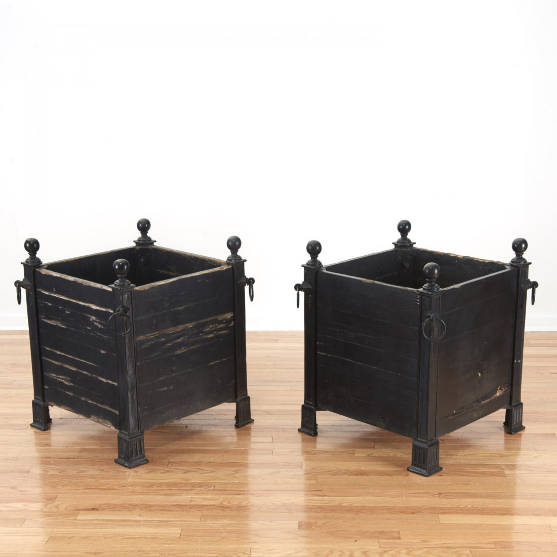 Pair Versaille iron and wood planter boxes (1 of 10)