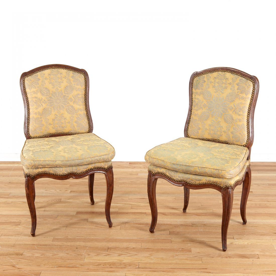 Pair Italian Provincial walnut side chairs (1 of 7)