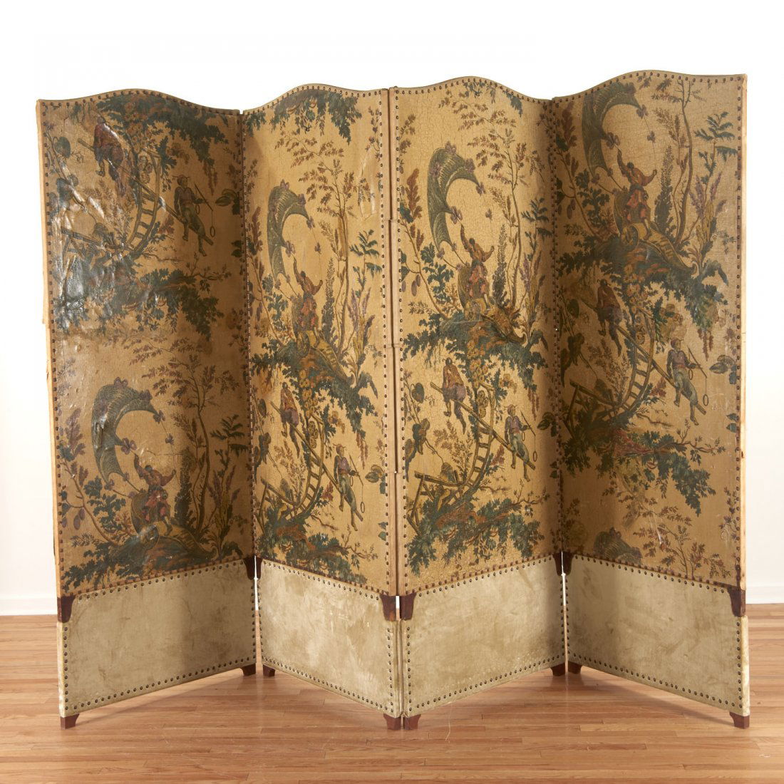 Flemish Chinoiserie hand-painted 4-panel screen (1 of 10)