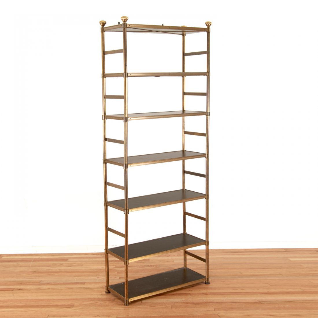 Attr. Maison Jansen brass, ebonized wood etagere (1 of 9)