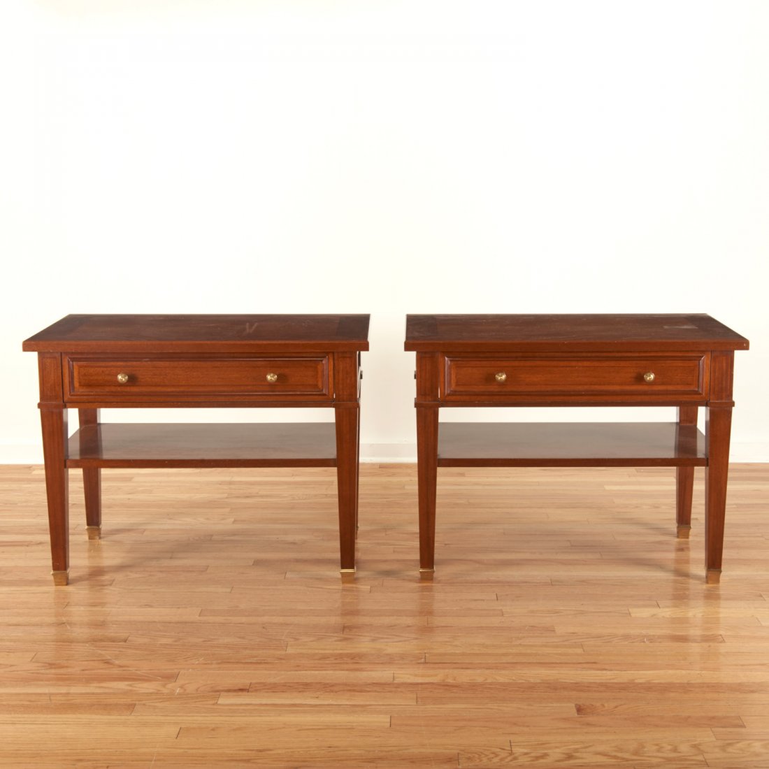 Pair Neo-Directoire style mahogany side tables (1 of 7)