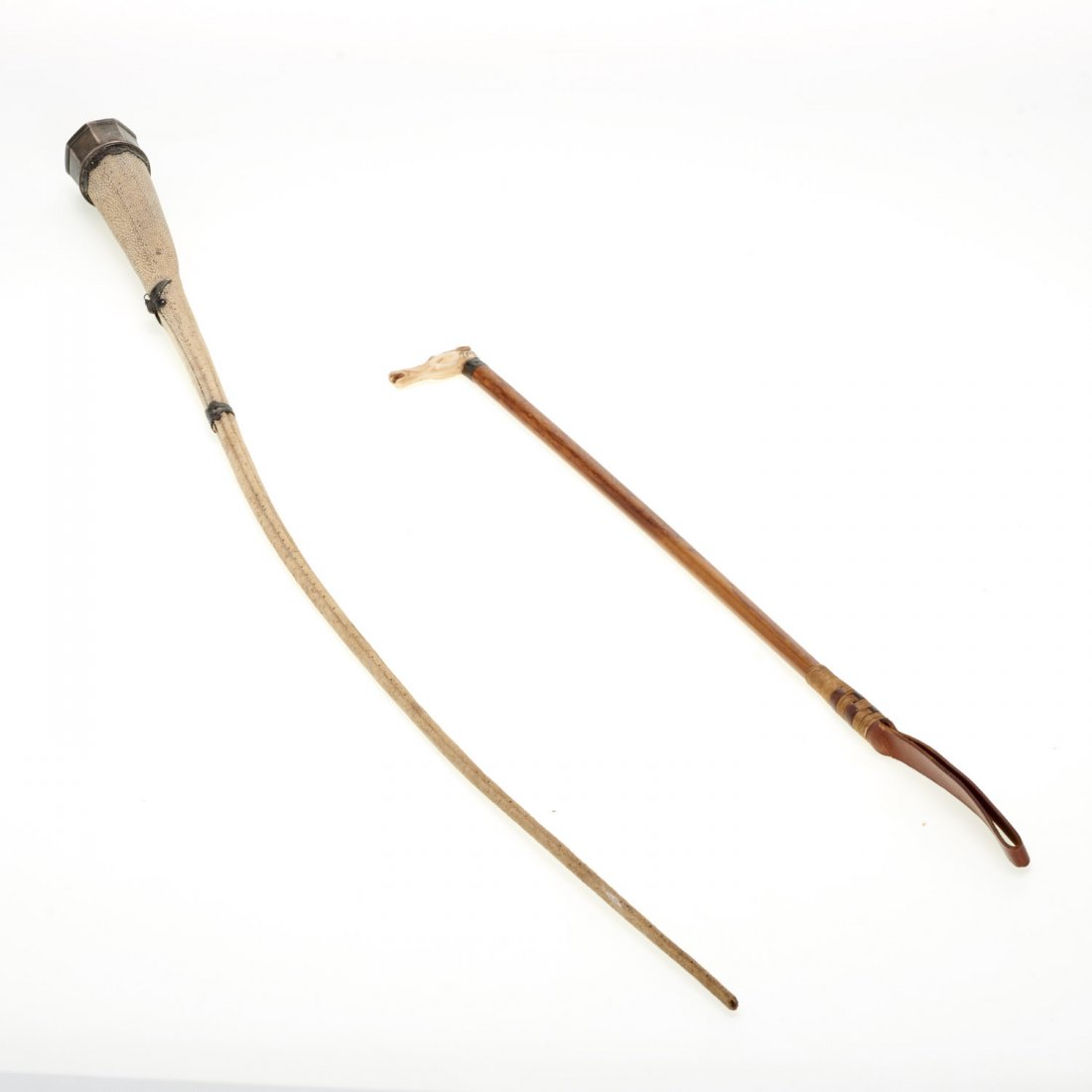 (2) Antique shagreen and hardwood riding crops (1 of 8)