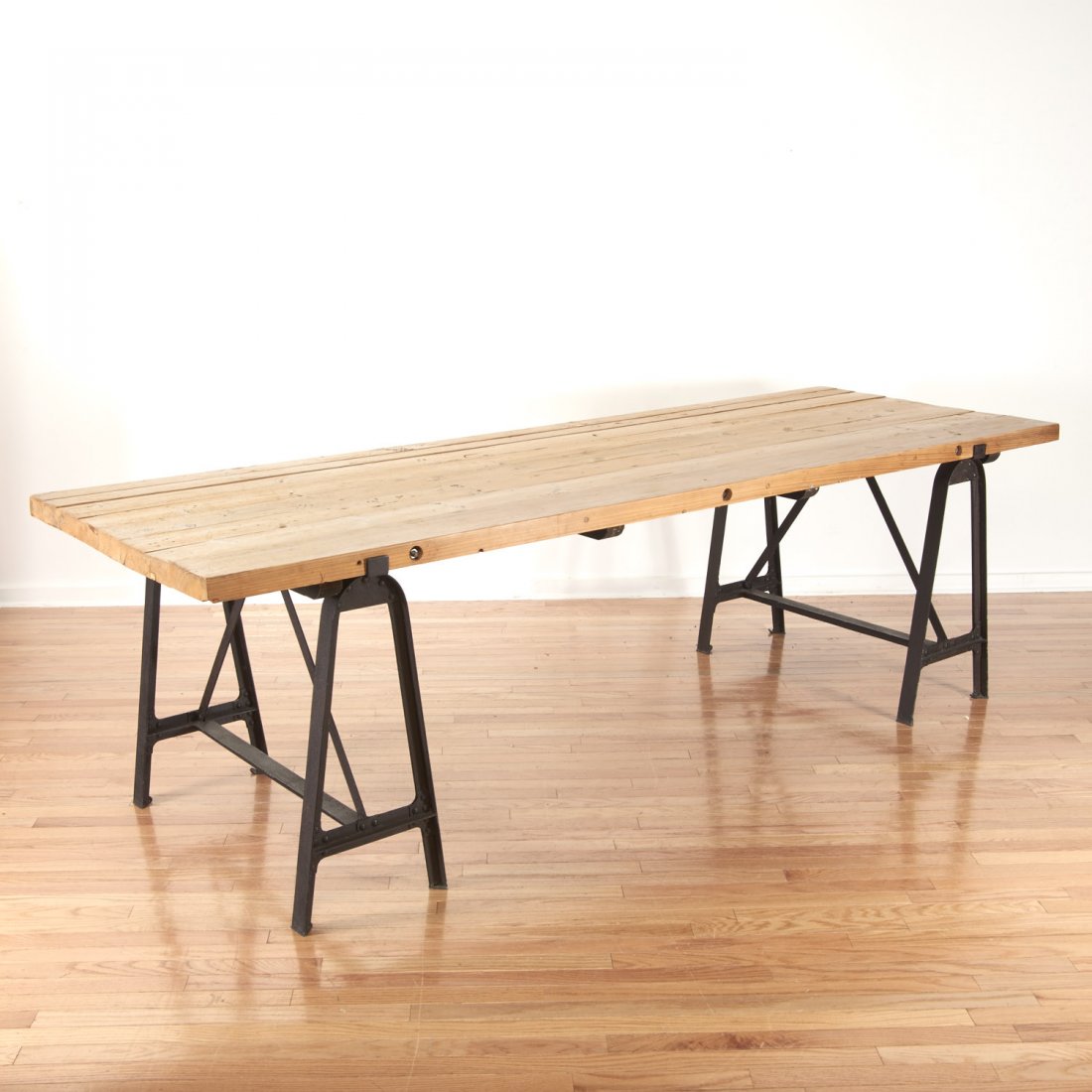 Industrial cast iron, reclaimed wood dining table (1 of 7)