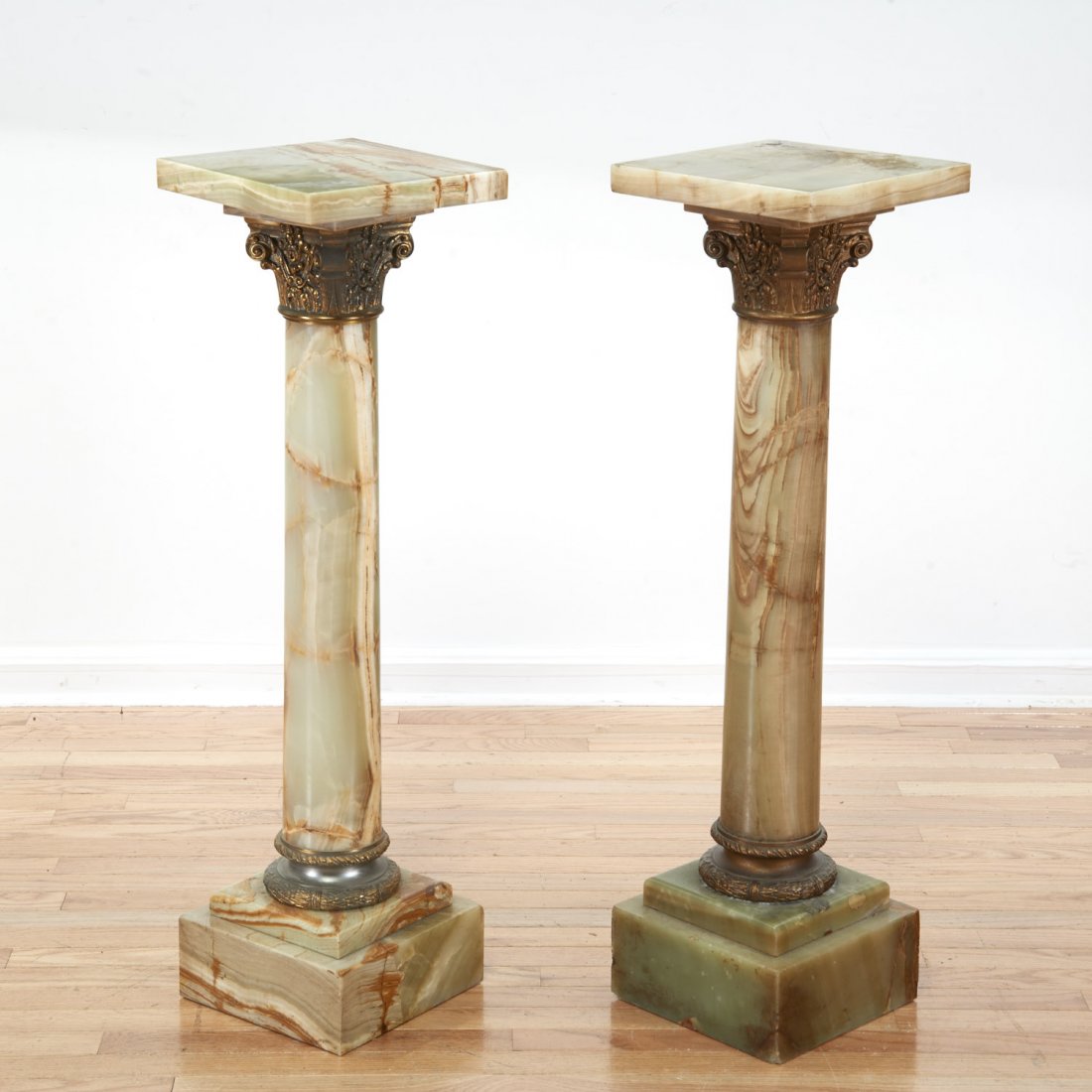 Pr Napoleon III style gilt, onyx pedestals (1 of 9)