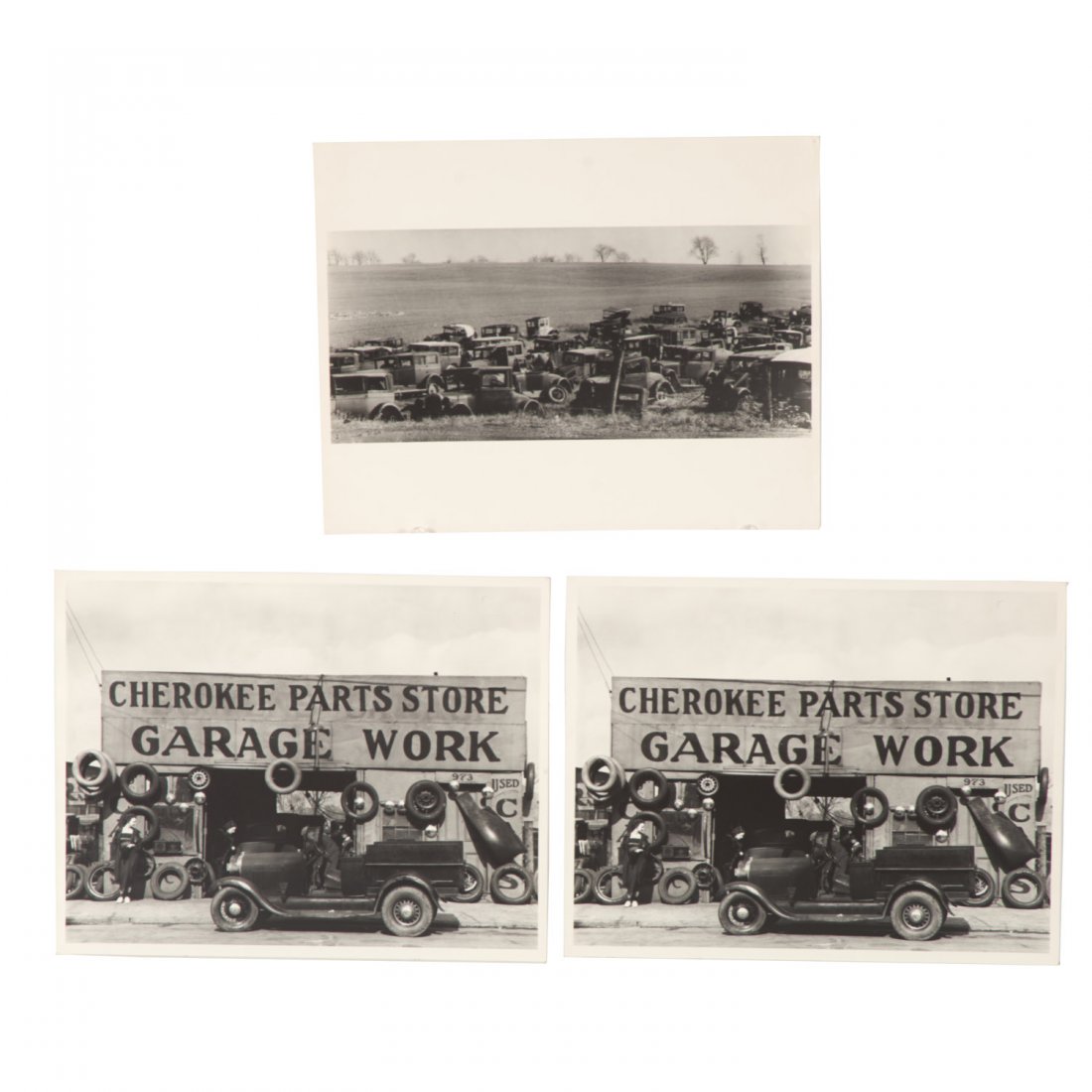 Walker Evans, (3) photographic prints: Walker Evans, (3) photographic prints, Walker Evans (American, 1903-1975), "Auto Parts Shop, Atlanta, Georgia", 1936, "Auto Dump, Easton, Pennsylvania", 1935, reproduced from the Collection of the Lib