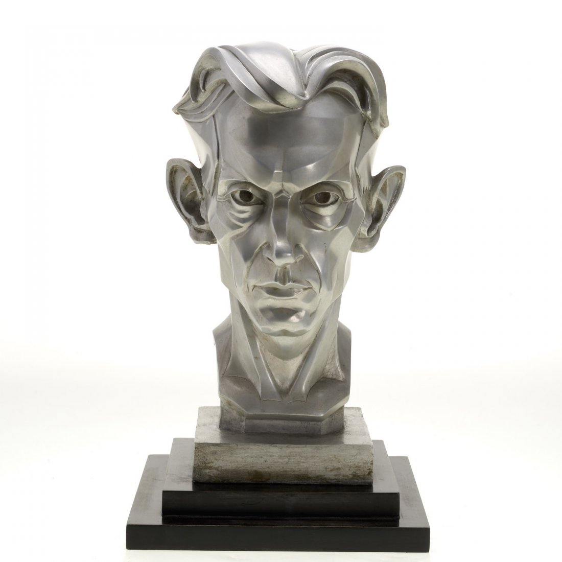 Art Deco silver toned metal portrait bust (1 of 5)