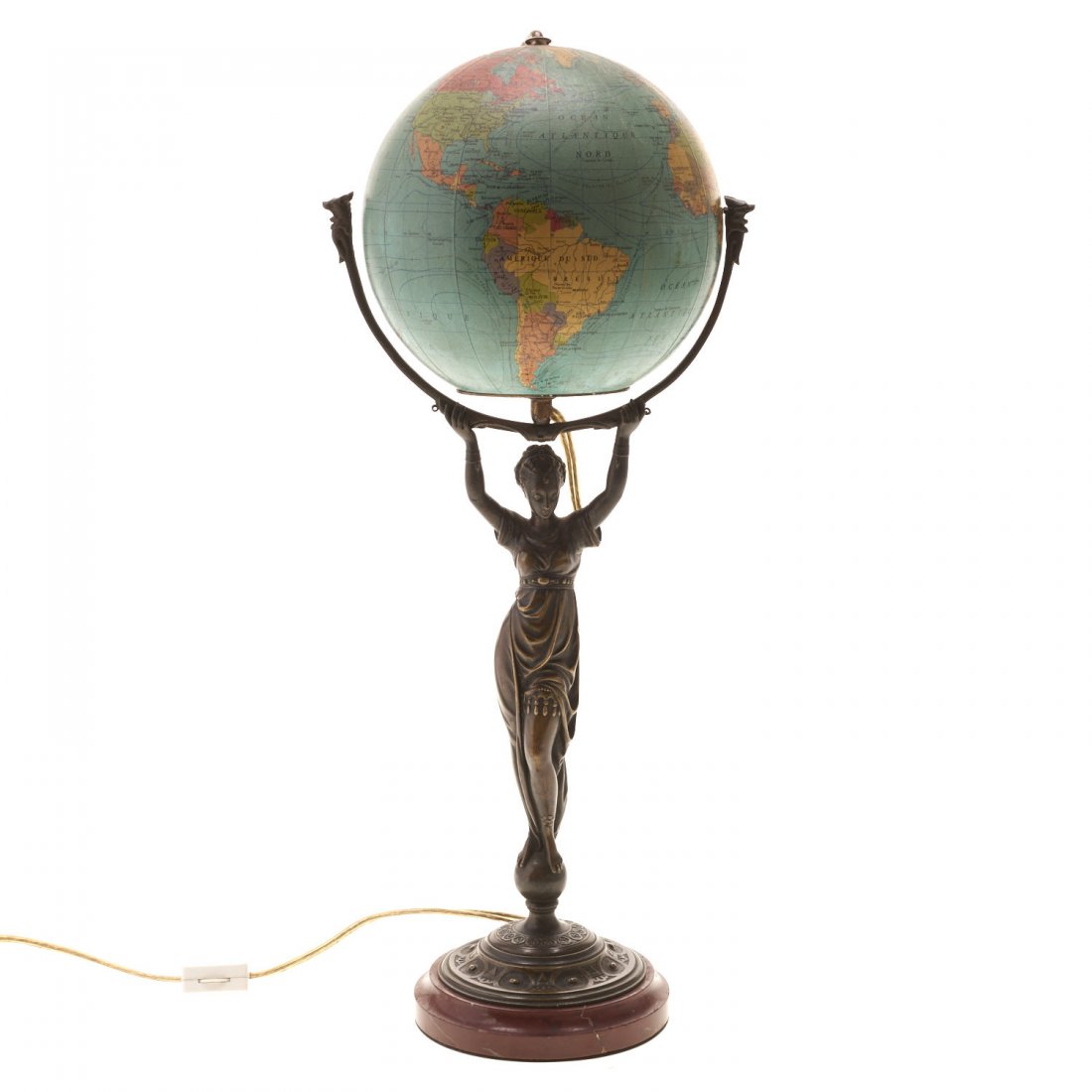 Belle Epoque bronze mounted globe lamp (1 of 8)
