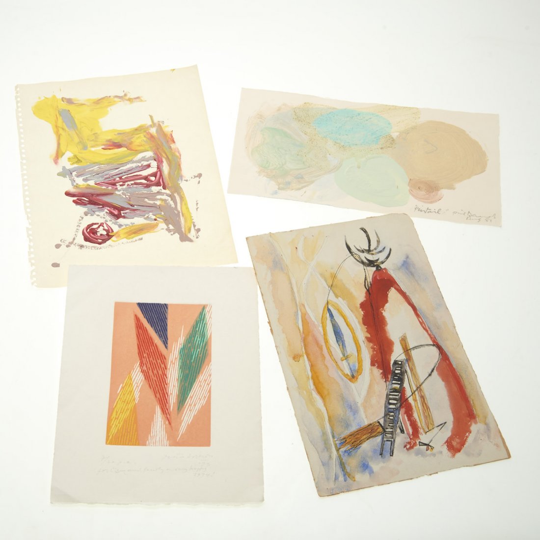 (4) Abstract paintings on paper inc. Piero Dorazio (1 of 8)