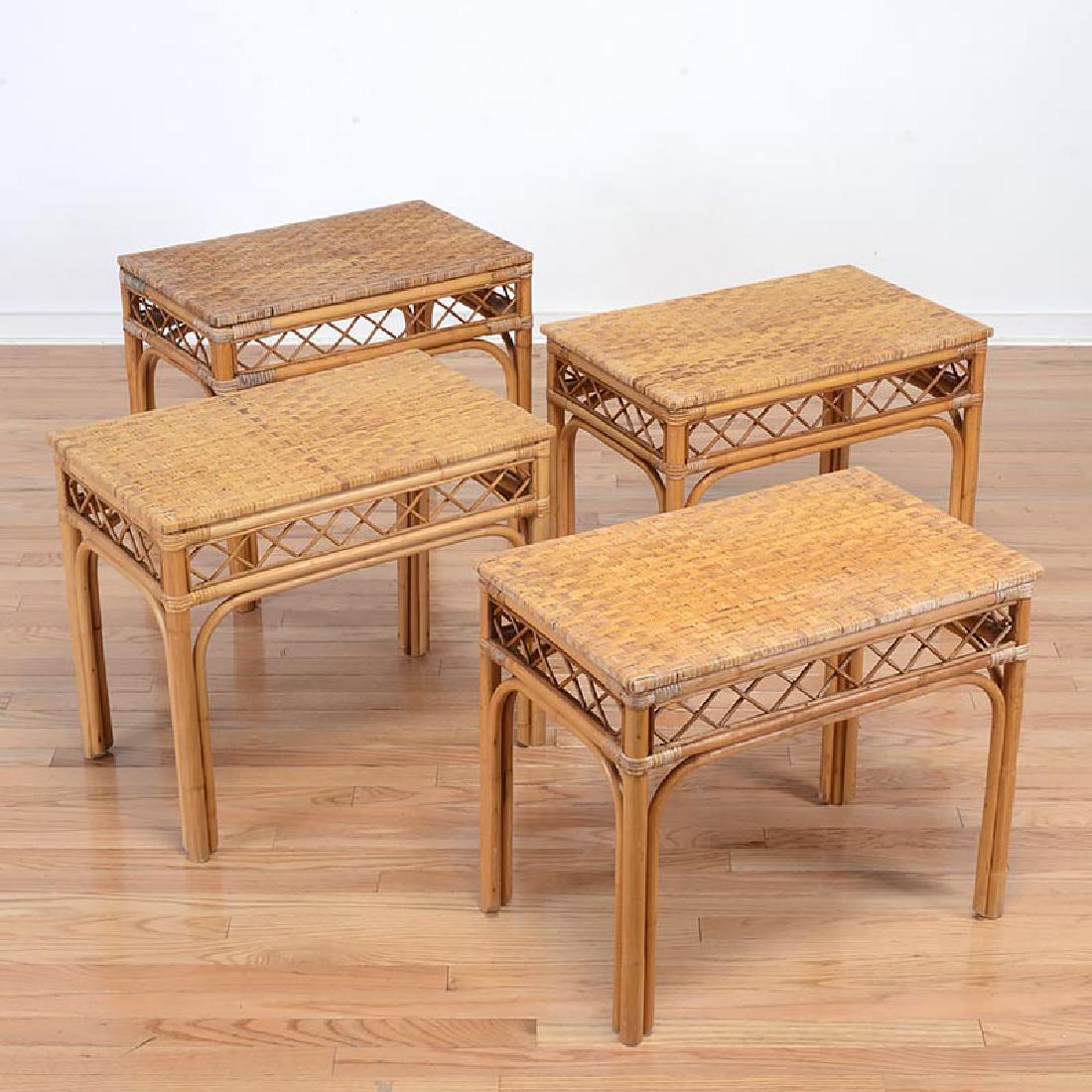 Set (4) Mid-Century rattan side tables (1 of 4)