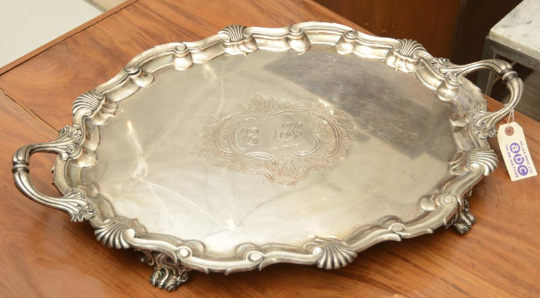 Large Victorian silver plated serving tray (1 of 6)