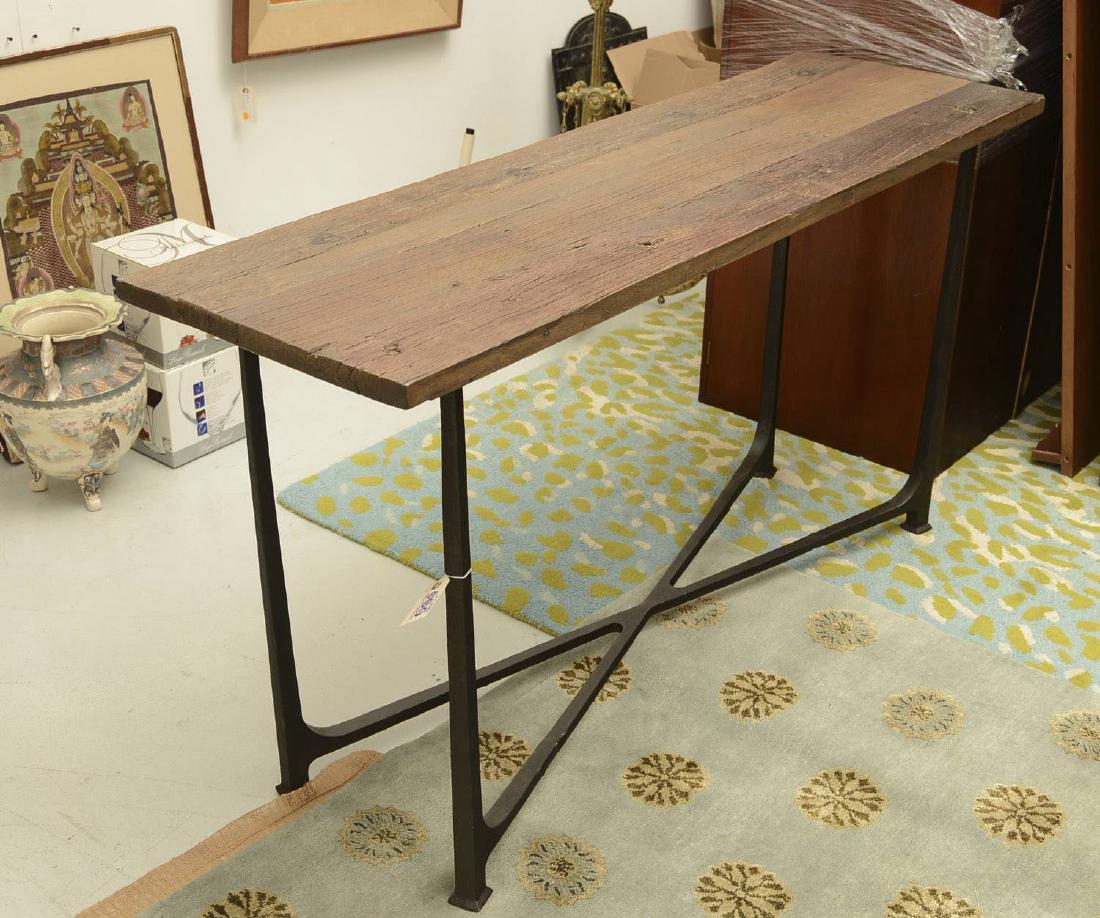 Industrial style recycled wood, cast metal console (1 of 5)