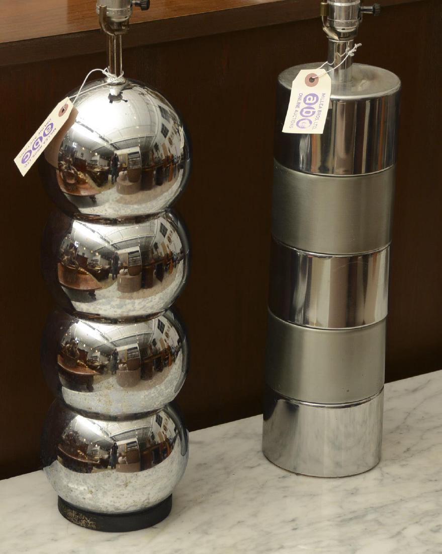 (2) Modernist chromed steel table lamps (1 of 3)