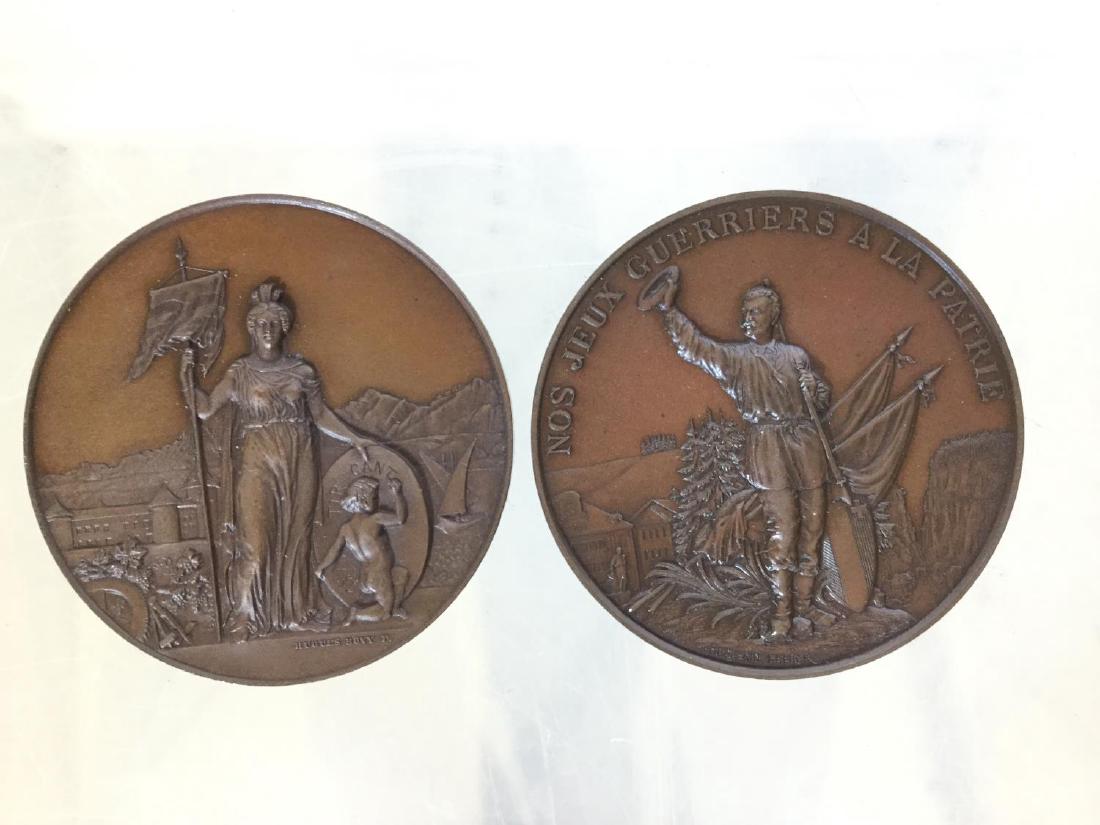 (2) commemorative bronze Swiss shooting medals (1 of 6)