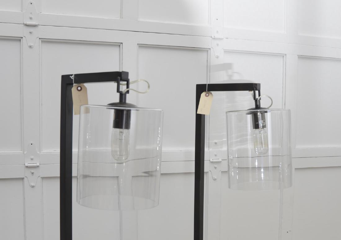 Pair Holly Hunt style steel floor lanterns (1 of 4)