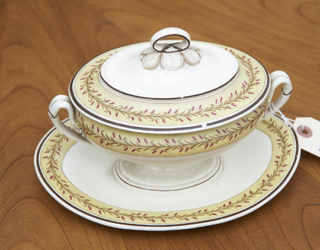 Wedgwood creamware sauce tureen: Wedgwood creamware sauce tureen, 19th c., impressed mark under base, 6.5"h x 8.5"w