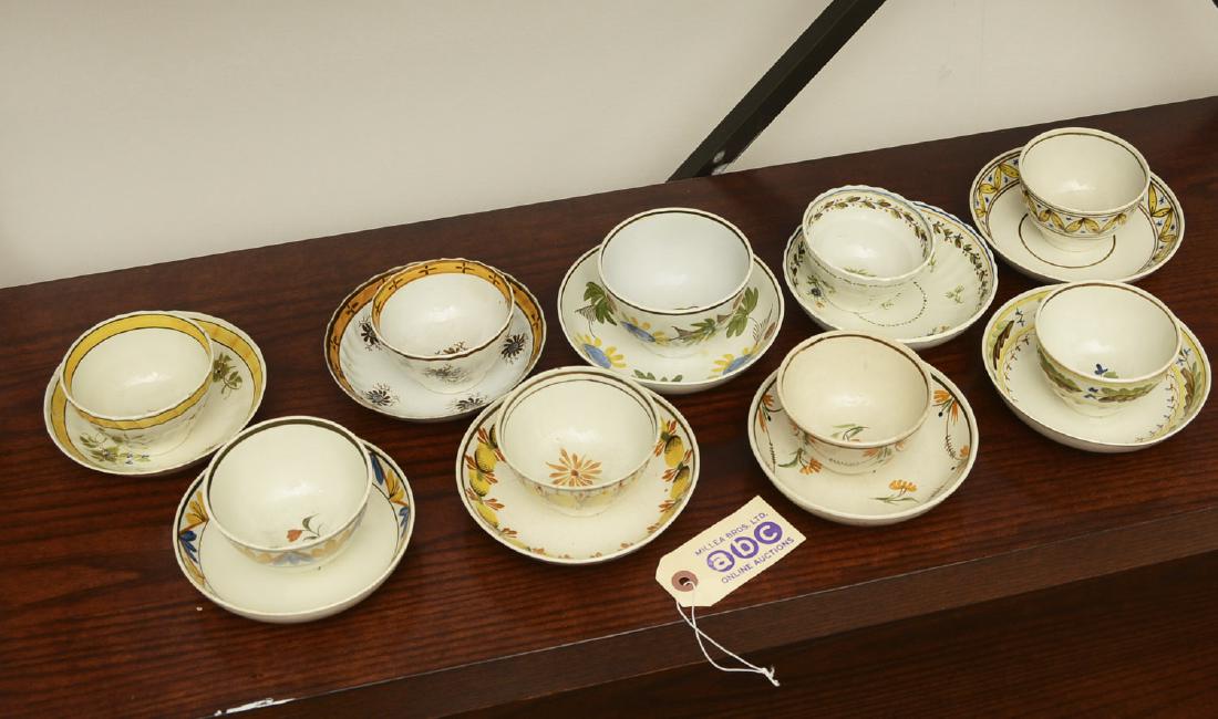 (9) English Pearlware cups and saucers (1 of 7)