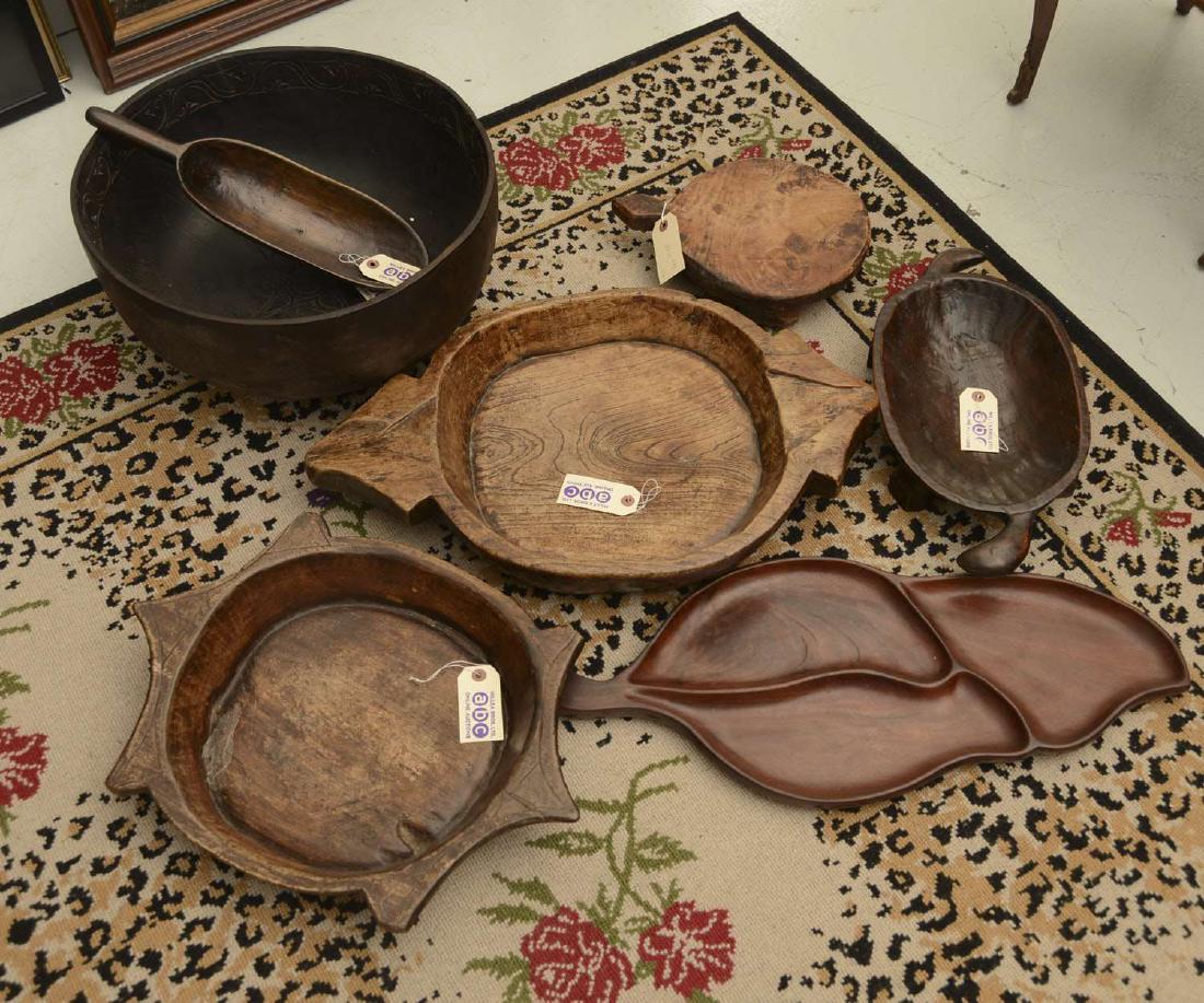 (7) Mid-Century and Tribal wood serving pieces (1 of 8)