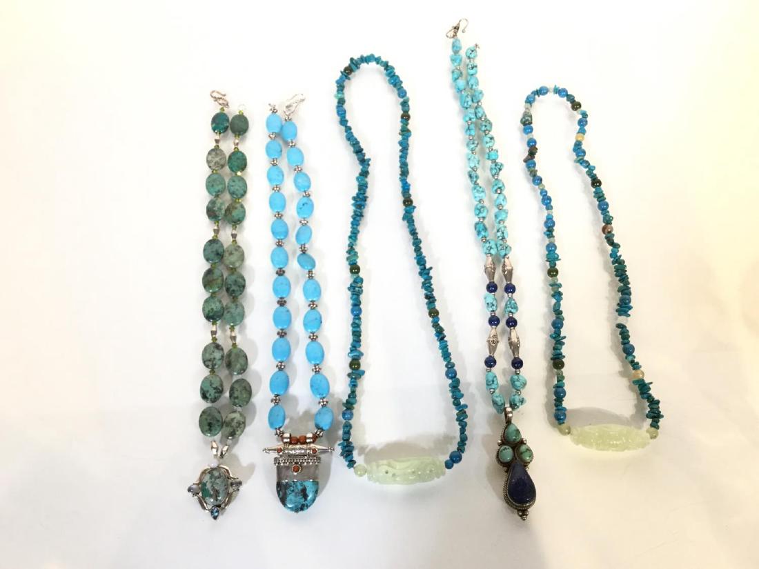 (5) turquoise and lapis bead necklaces (1 of 5)