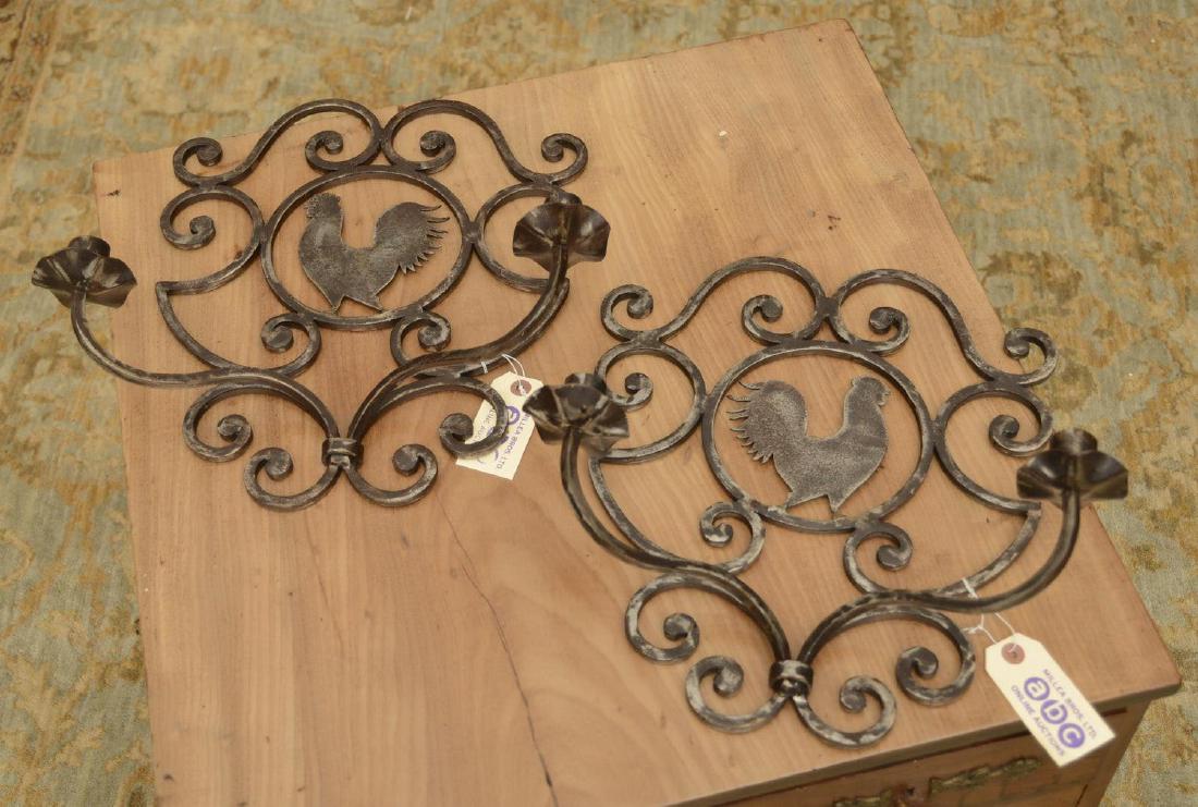 Country French style wrought iron rooster sconces (1 of 3)